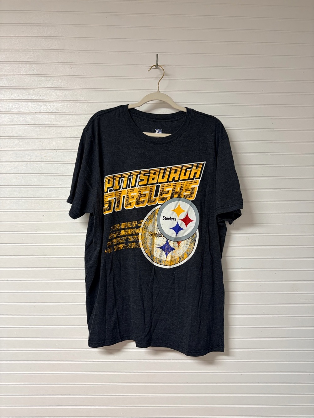 NFL Pittsburgh Steelers Black Graphic Tee with Yellow Logo